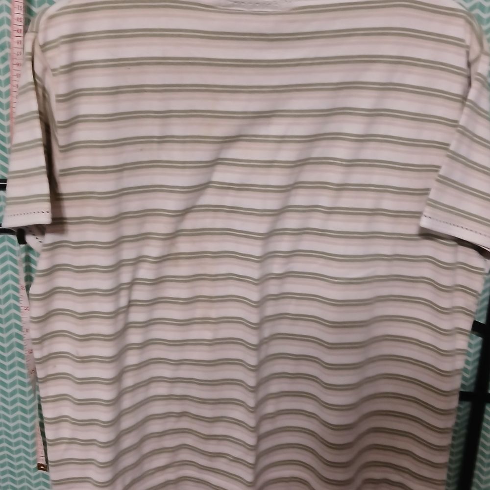 Erika Green and White Striped Tee - Medium - Picture 3 of 4